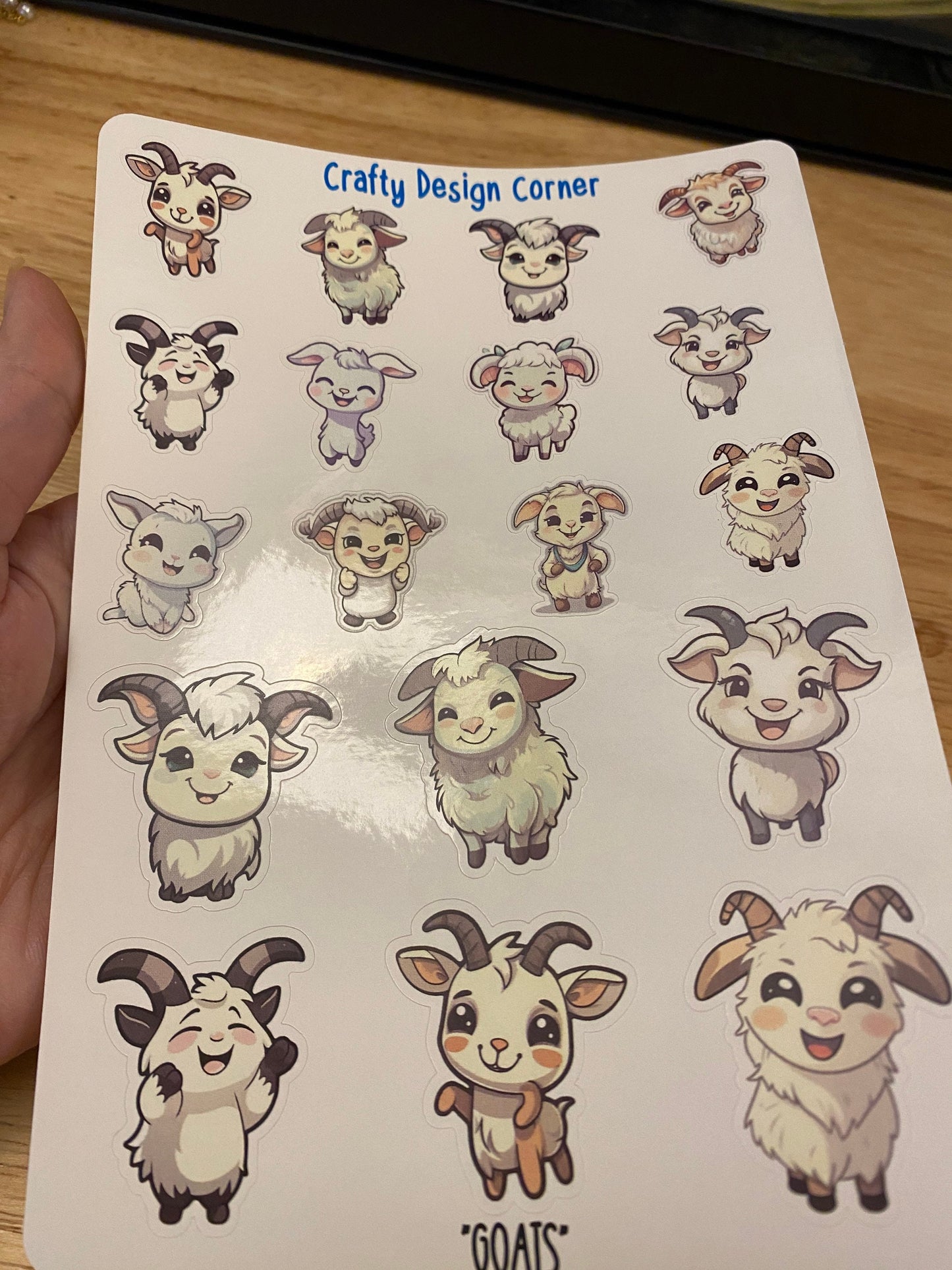 18 Goat Stickers Sheet, Cute Goats, Kawaii Goat sticker sheet