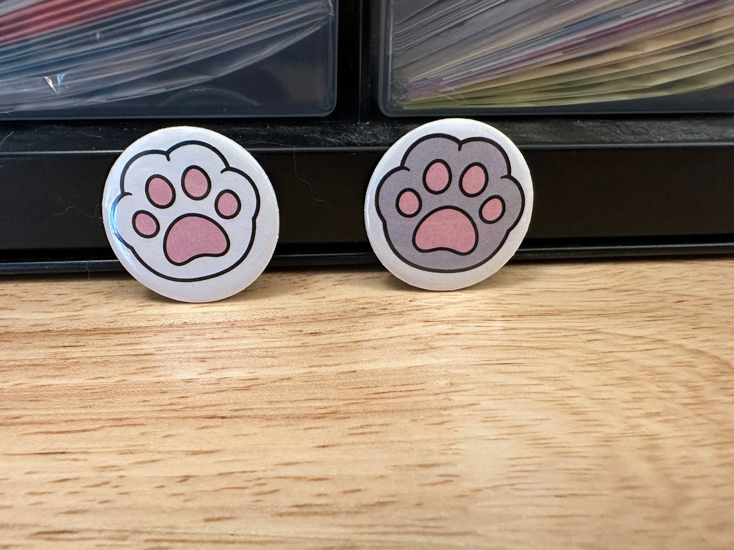 2 Pet Paw Pin 2.25" Button Pins or 1.25" Button options, Back Pack Decoration, Cat Pin, Cat Paw pins,