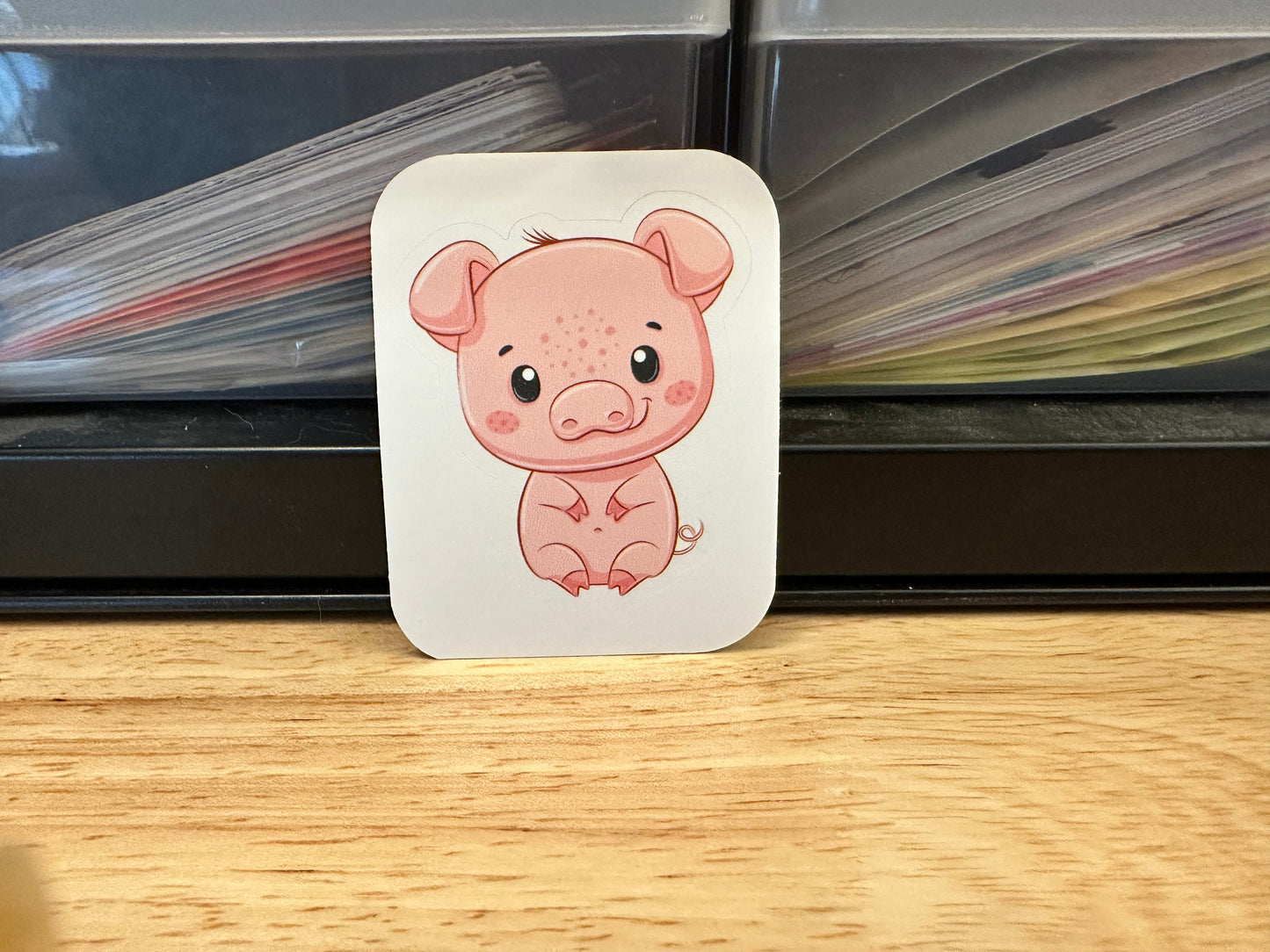 Cute Pig STICKER, Cute Pig with paws sticker, Laptop sticker, Halographic option, cool pig sitting down