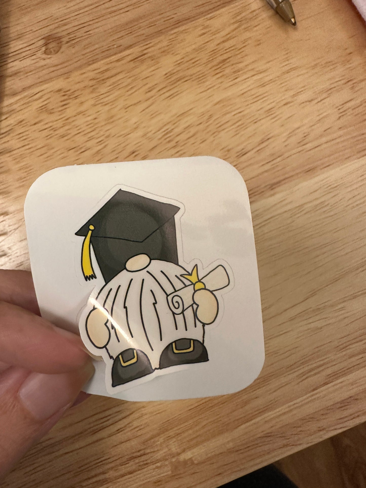 Graduation Gnome Sticker, Black Cap and Gown Gnome Sticker, Gnome at graduation Sticker, Cute Gnome sticker