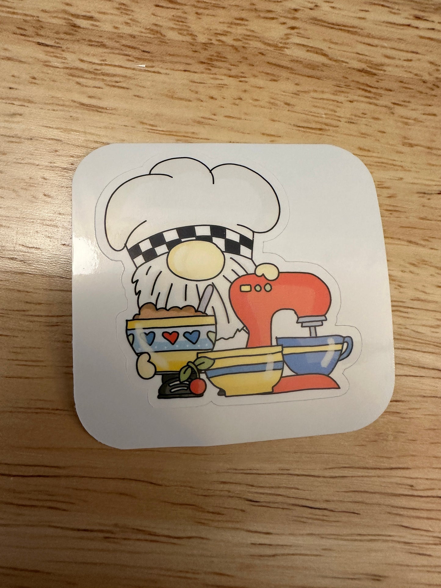 Baker Gnome Sticker, Chef Gnome Sticker, Cute Gnome Baking