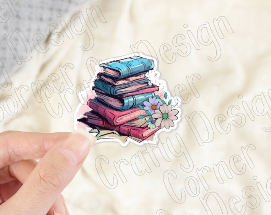 Bundle of Book Lovers Sticker Set BOPP, Books Sticker, Lady with books Stickers, Books and flowers stickers, book set of stickers