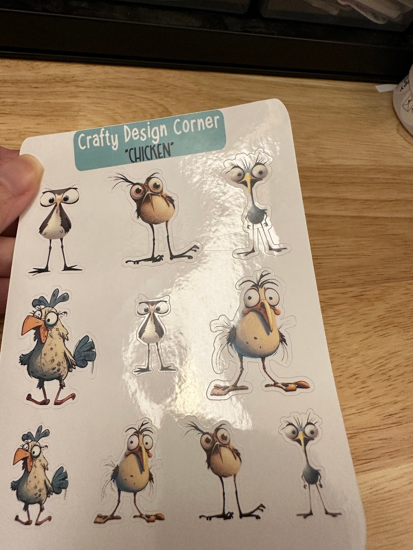 1.5" Crazy Chicken Sticker sheet, Chicken sheet, Crazy Eyed Chicken Sheet Stickers