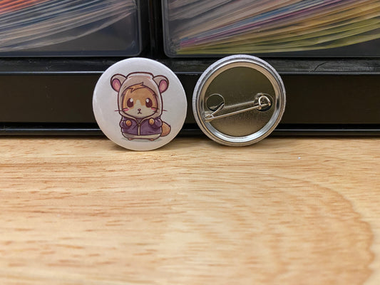 Hoodie Hamster Button,  Back Pack Decoration, Announcement design, 2.25" Button Pins & 1.25" Button  options