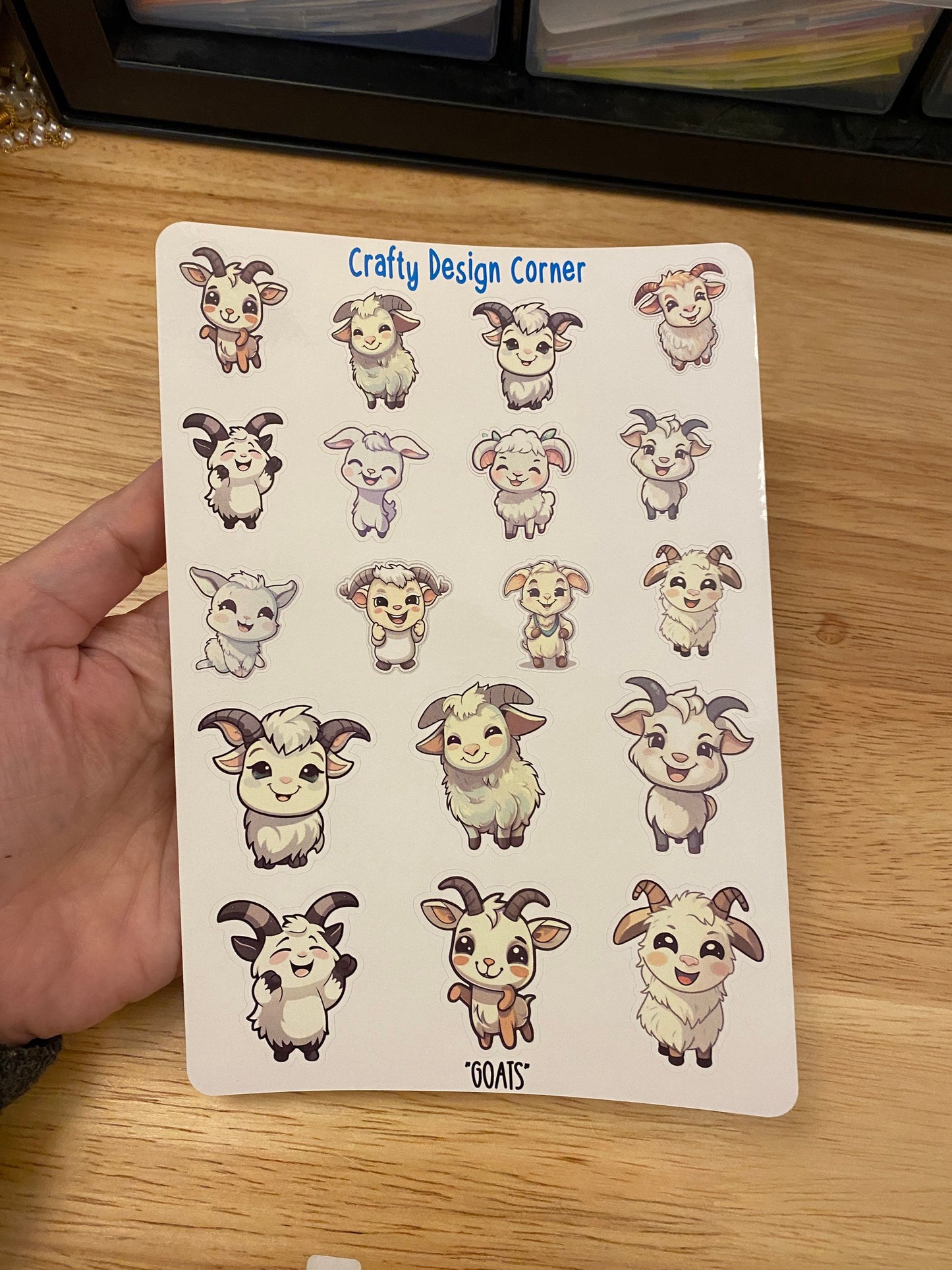 18 Goat Stickers Sheet, Cute Goats, Kawaii Goat sticker sheet
