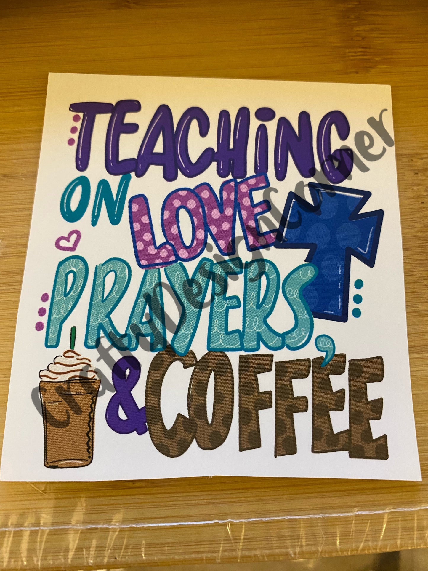 Teaching on Love Prayers and Coffee Clear WATER SLIDE