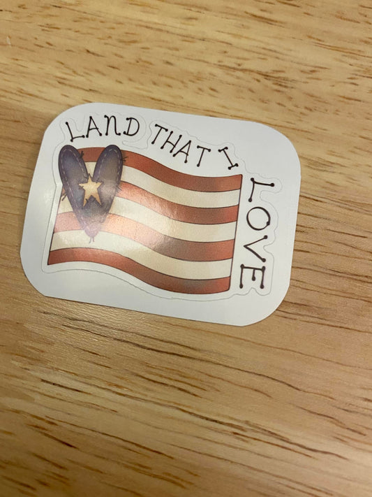 Land that I love America Flag STICKER