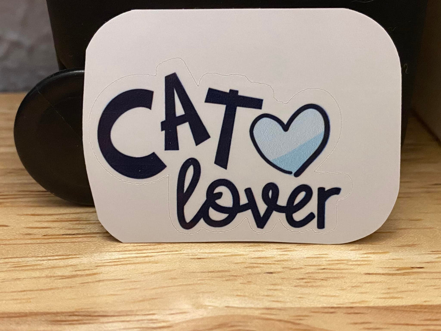 Blue Heart with Cat Lover STICKER