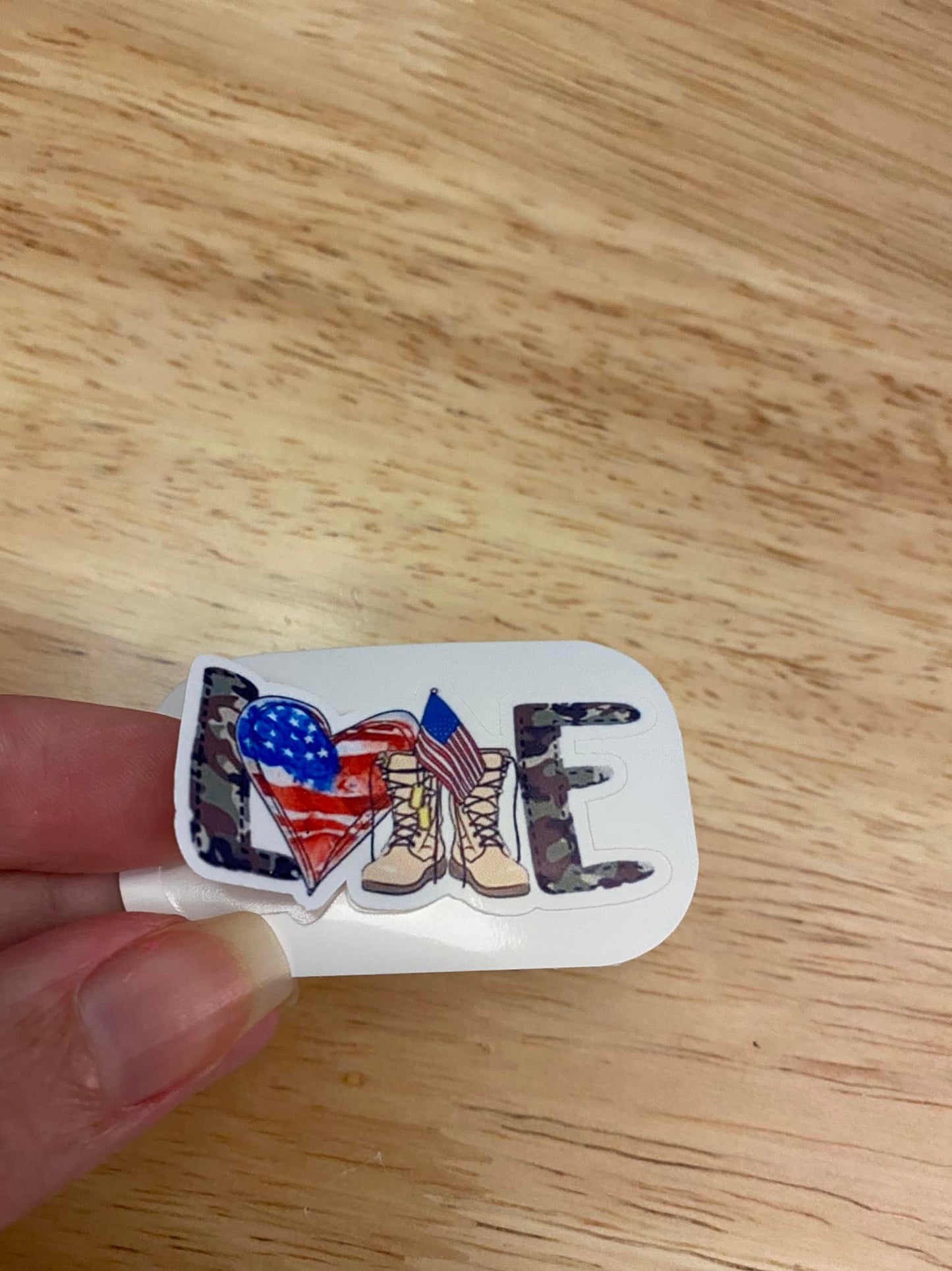 Love Military with Boots and Flags STICKER