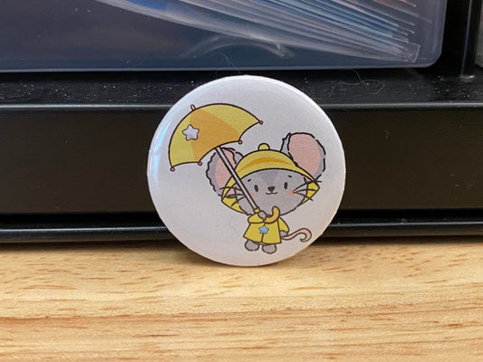 1.25" or 2.25" Mouse in Yellow Rain Coat