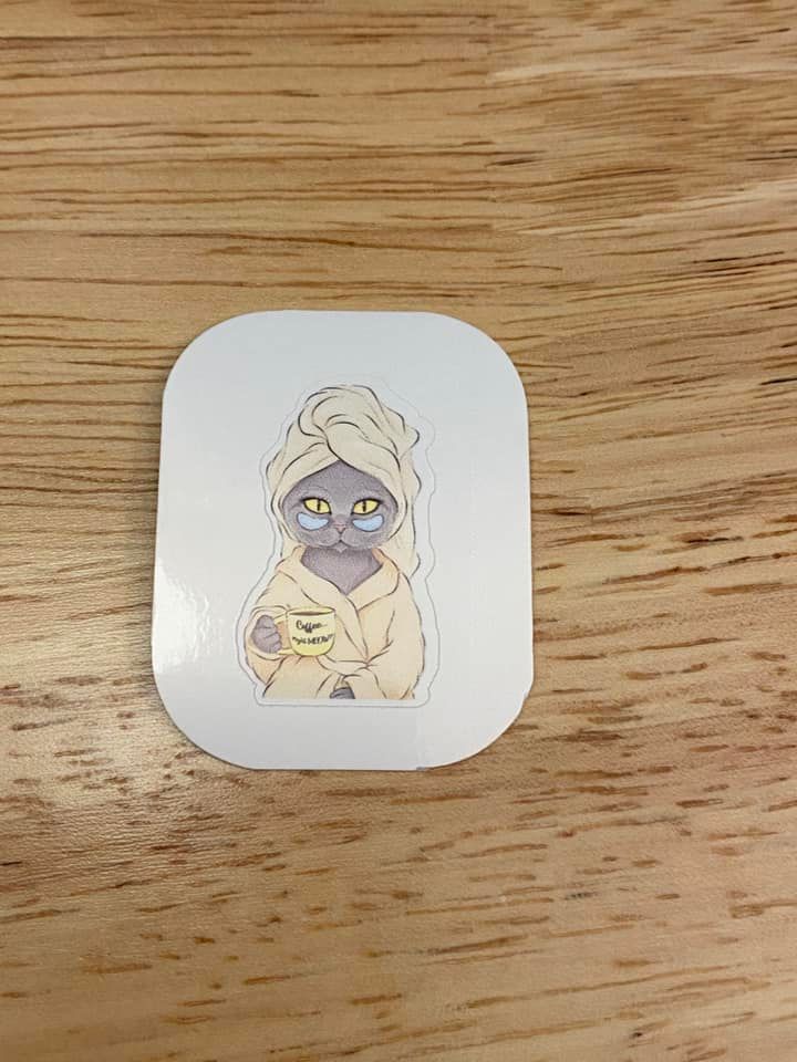 Coffee Cat in Robe Sticker