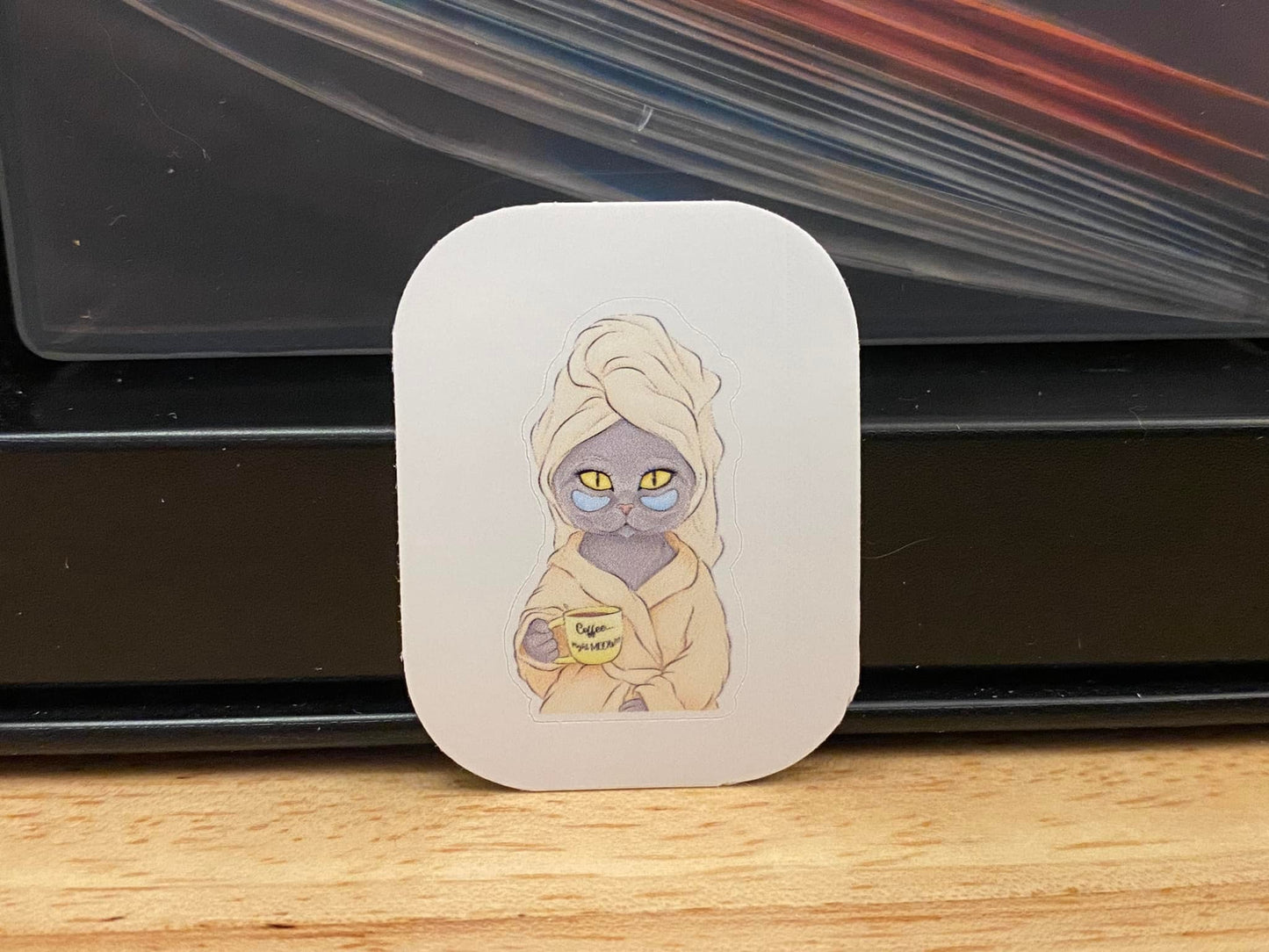 Coffee Cat in Robe Sticker