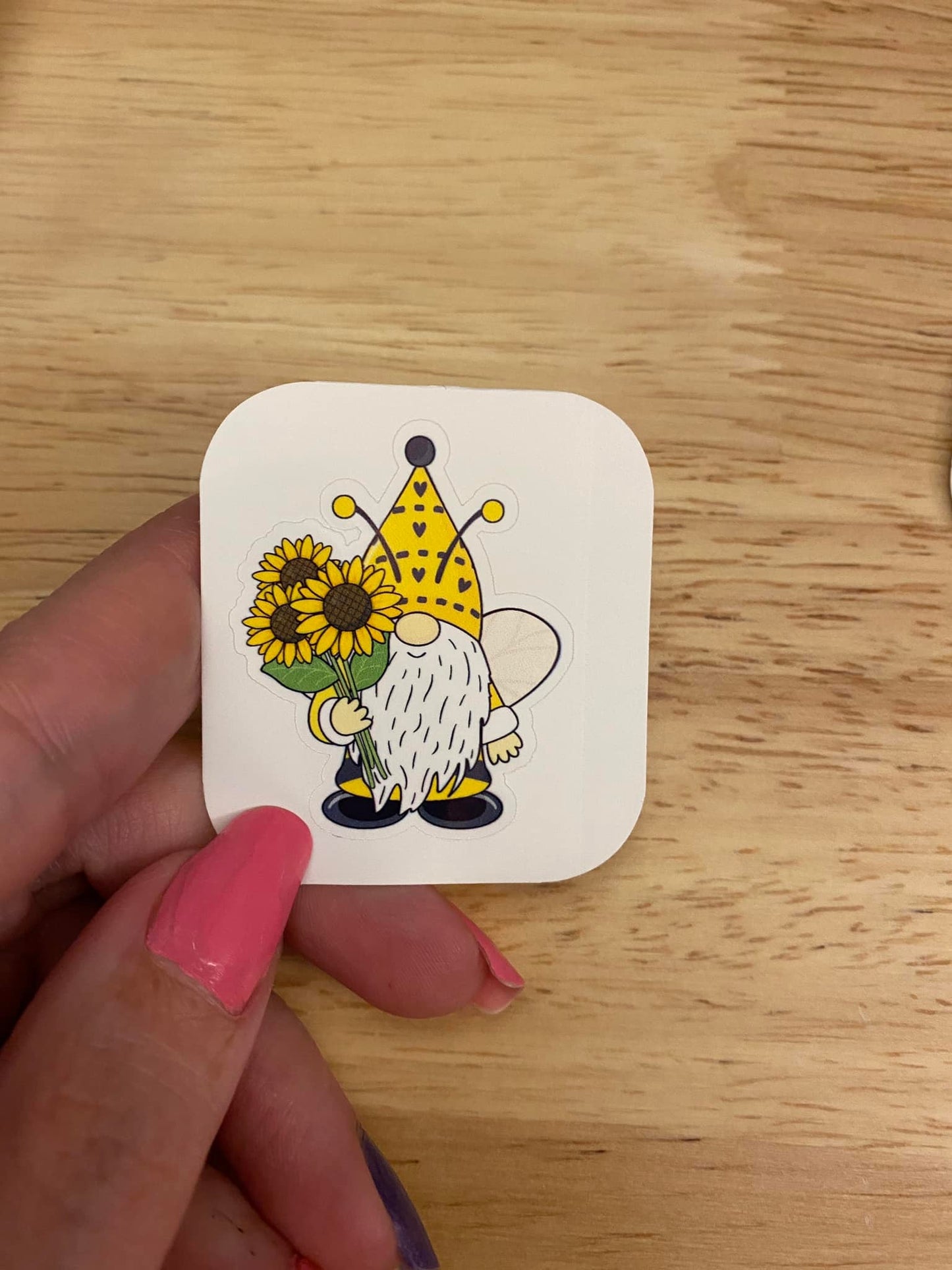 Gnome with Sunflower Bouquet Sticker