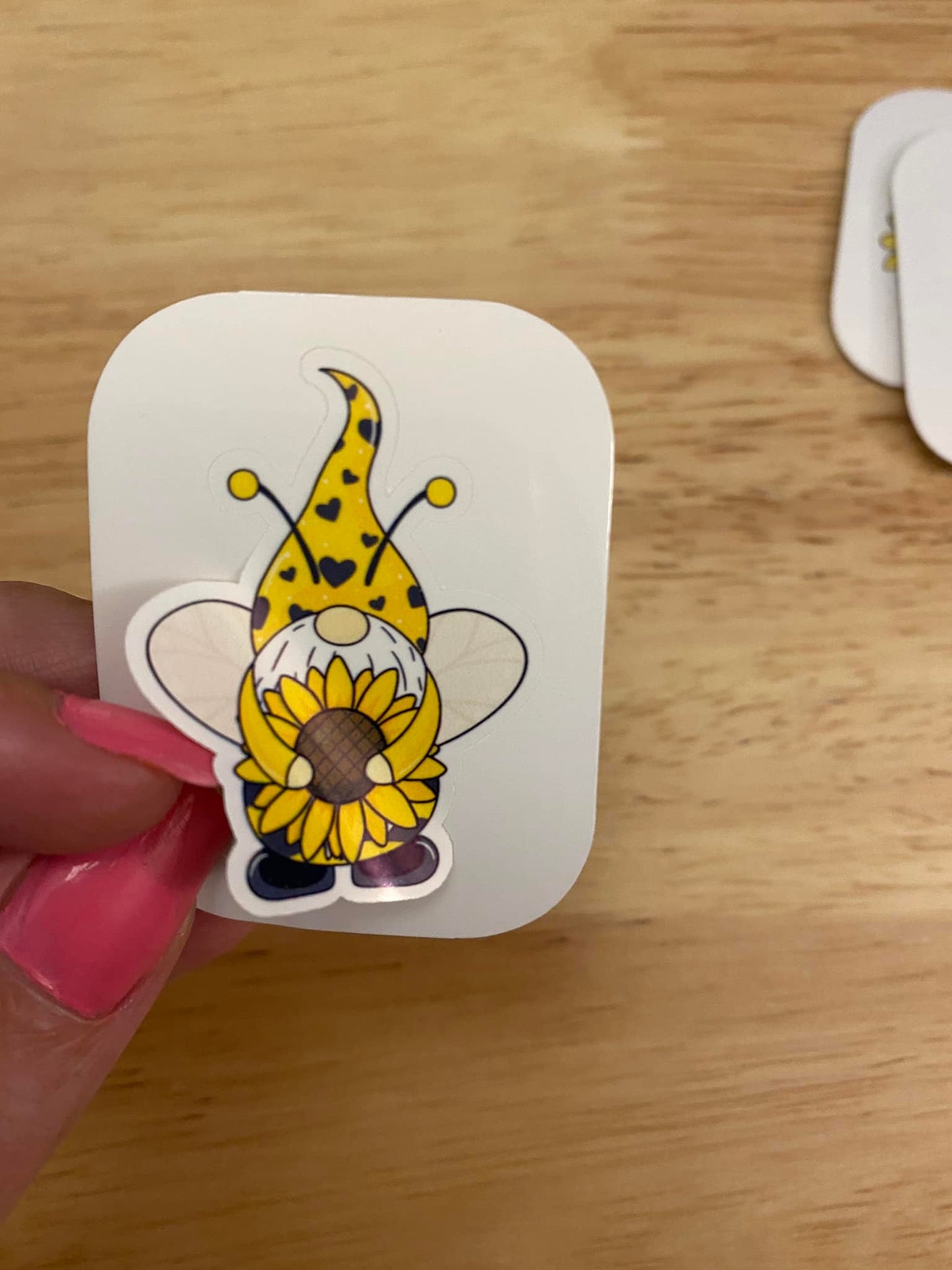 Bee Gnome with Single Sunflowers Sticker