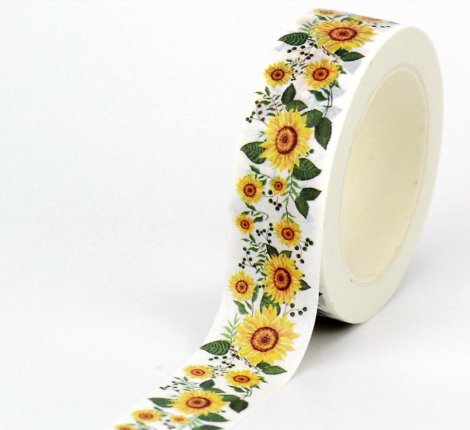 Big Roll of Sunflowers with Leaves Washi Tape