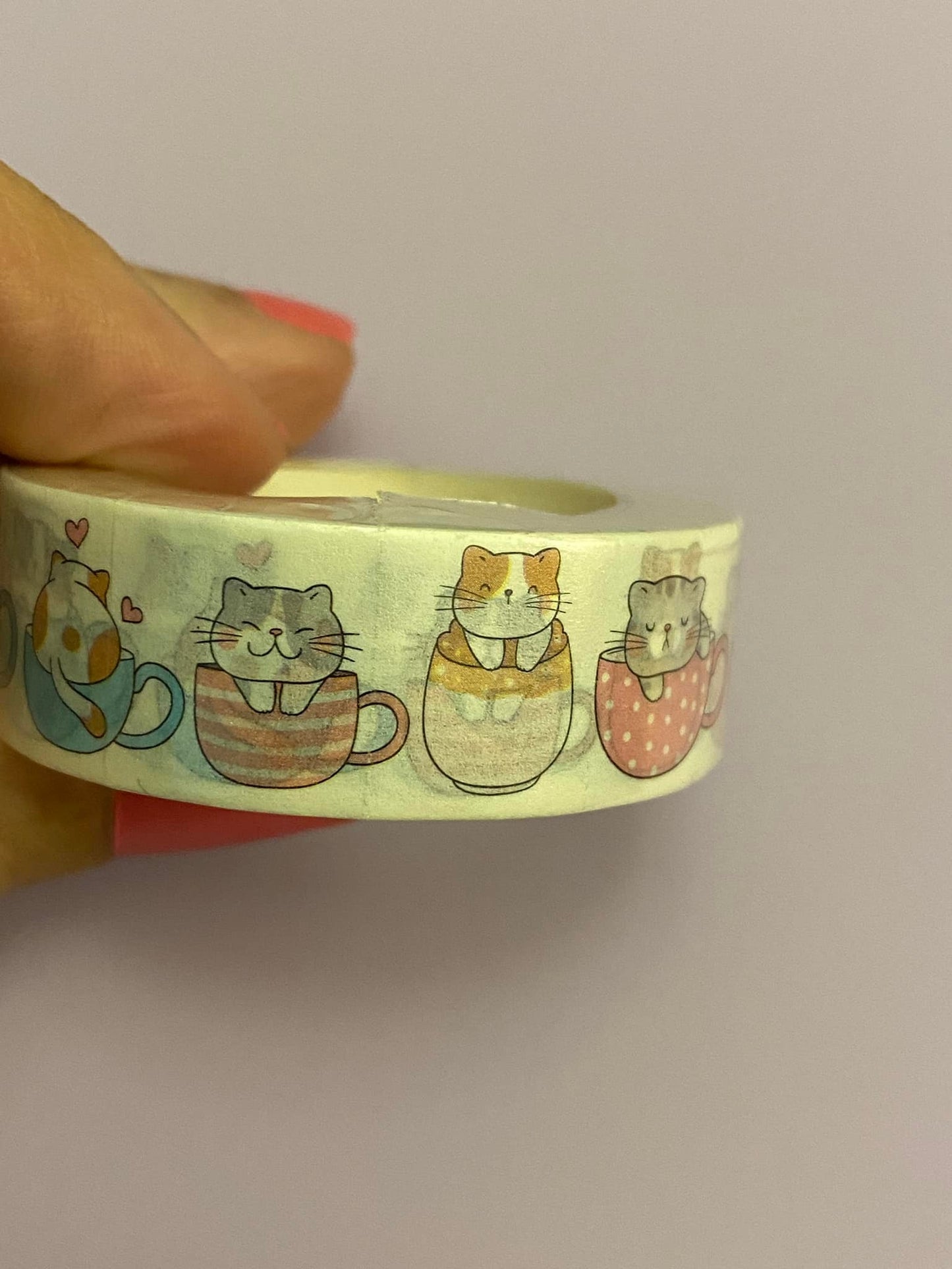 Big Roll of Tea Cup Cats Washi Tape