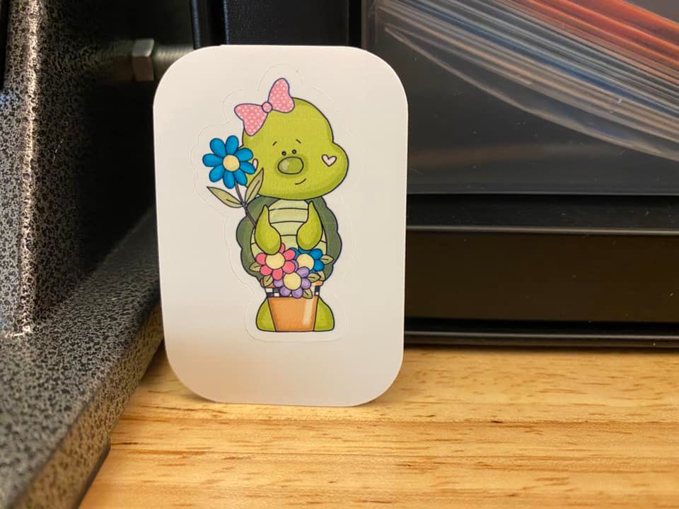 Girl Turtle holding Flower STICKER