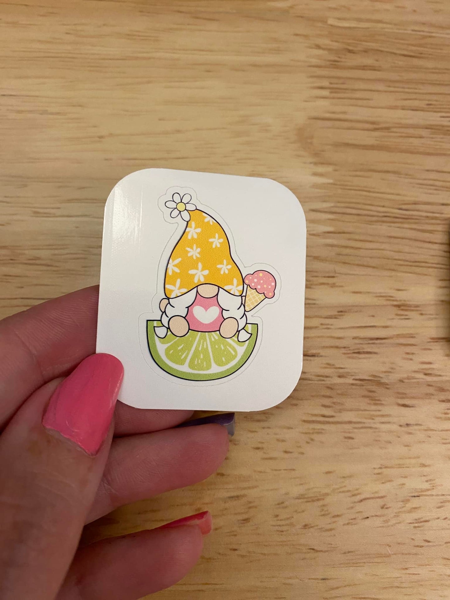 Lime Gnome with pigitails Sticker