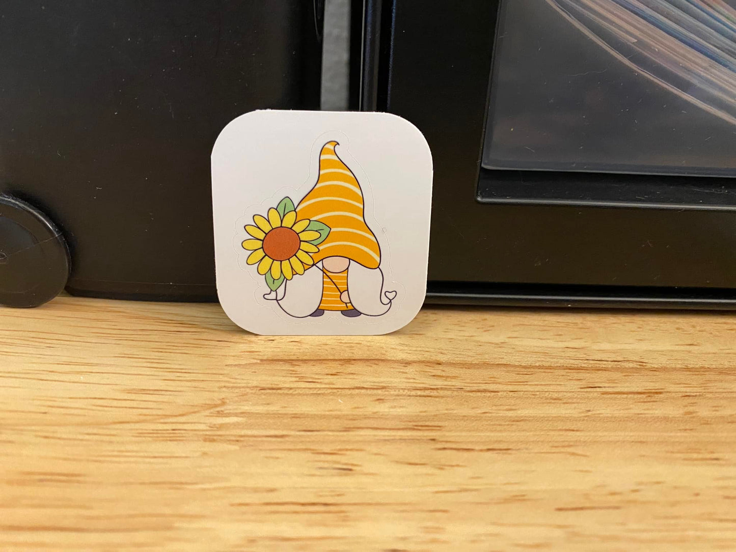 Pigtail Gnome with Sunflower Sticker